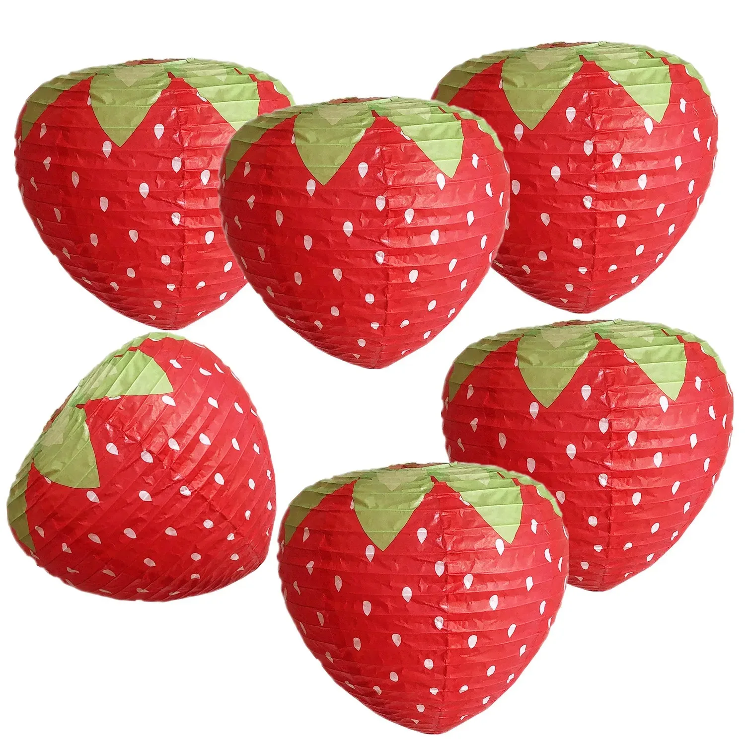 Strawberry Paper Lanterns Rural Style Theme Party Supplies Fruit Hanging Lantern Happy Birthday Party Decoration Kids Home Decor