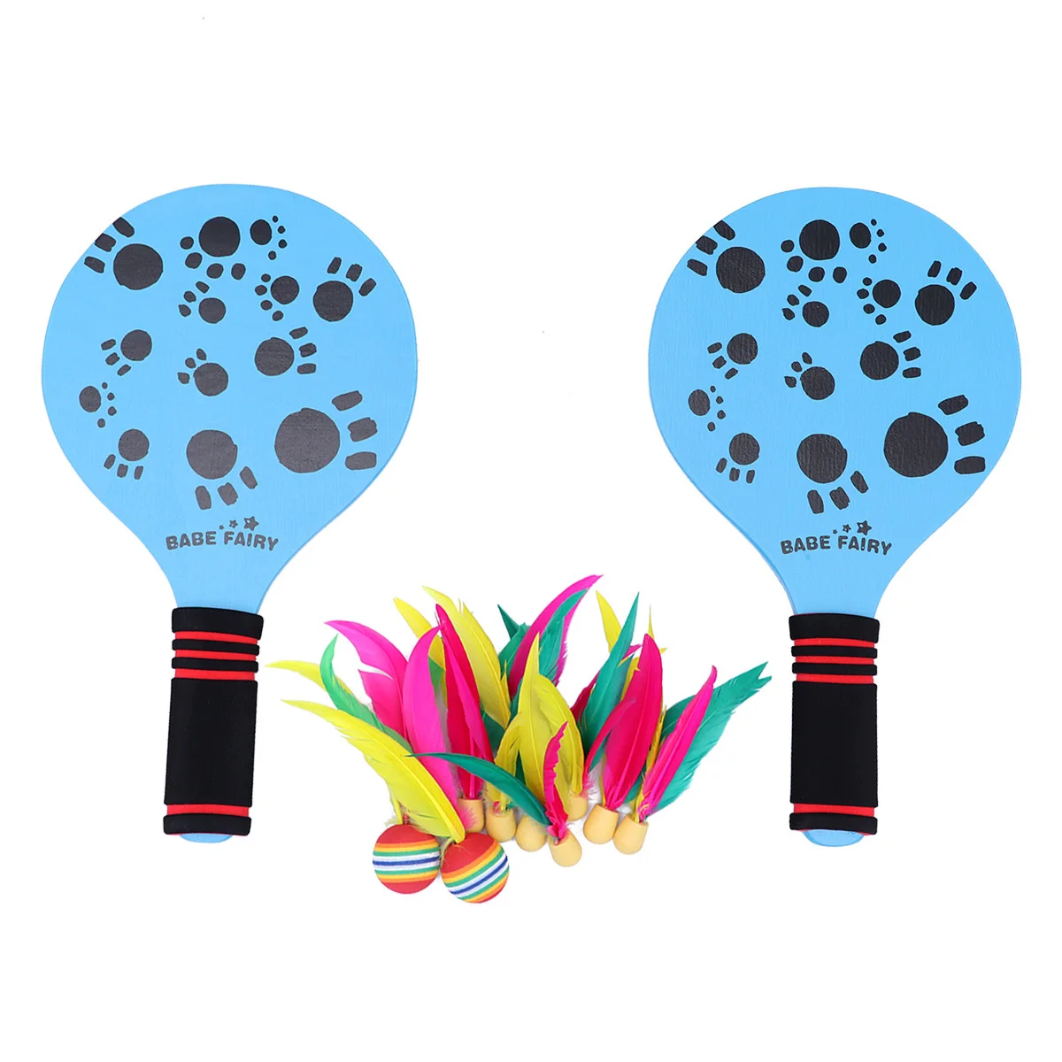 

Premium Solid Wood Paddle Sponge Handle Beach Paddle Set Multifunction Outdoor Yard Lawn Game Suitable for Kids Teens Adults