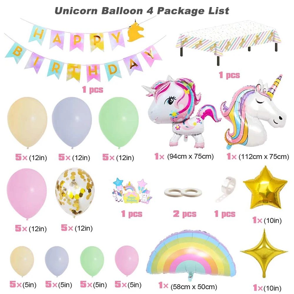 Unicorno palloncino unicorno decorazioni per feste di compleanno bambini ragazza 1 anno compleanno palloncino Decor Baby Shower Gender Reveal