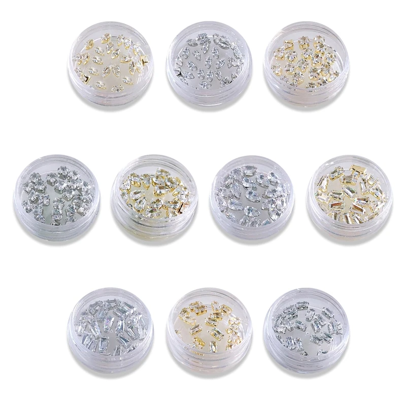 20 Count 3D Crystal Rhinestones Nail Art DIY Crafts Gemstones Set Shining Nail Diamonds Small Gem Stones 10 Styles