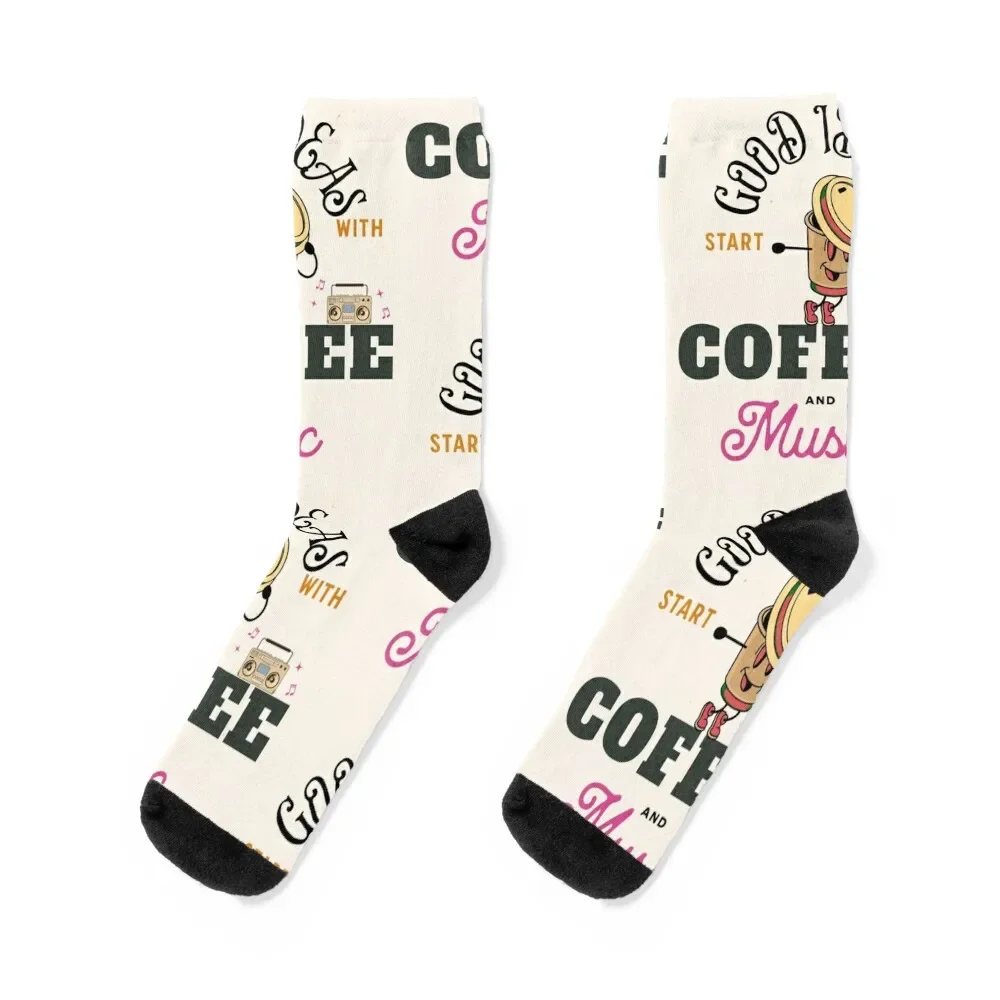 

Good ideas starts with coffee and music quotes Socks Run Stockings Soccer anime Socks Ladies Men's