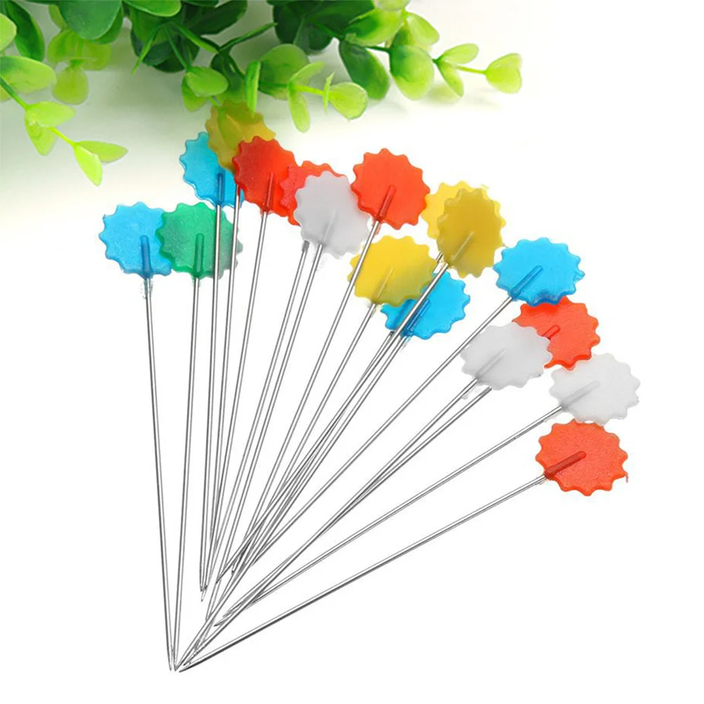 

100Pcs Colorful Flat Head Pins Plastic Push Pins for Sewing and Crafting Easy to See Plum Blossom Design for DIY Patchwork