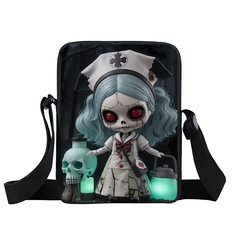 Horror Nightmare Zombie Girl pattern Crossbody Bag Dark Gothic Girls Women Handbag Key Money Phone Holder Messager Shoulder Bag