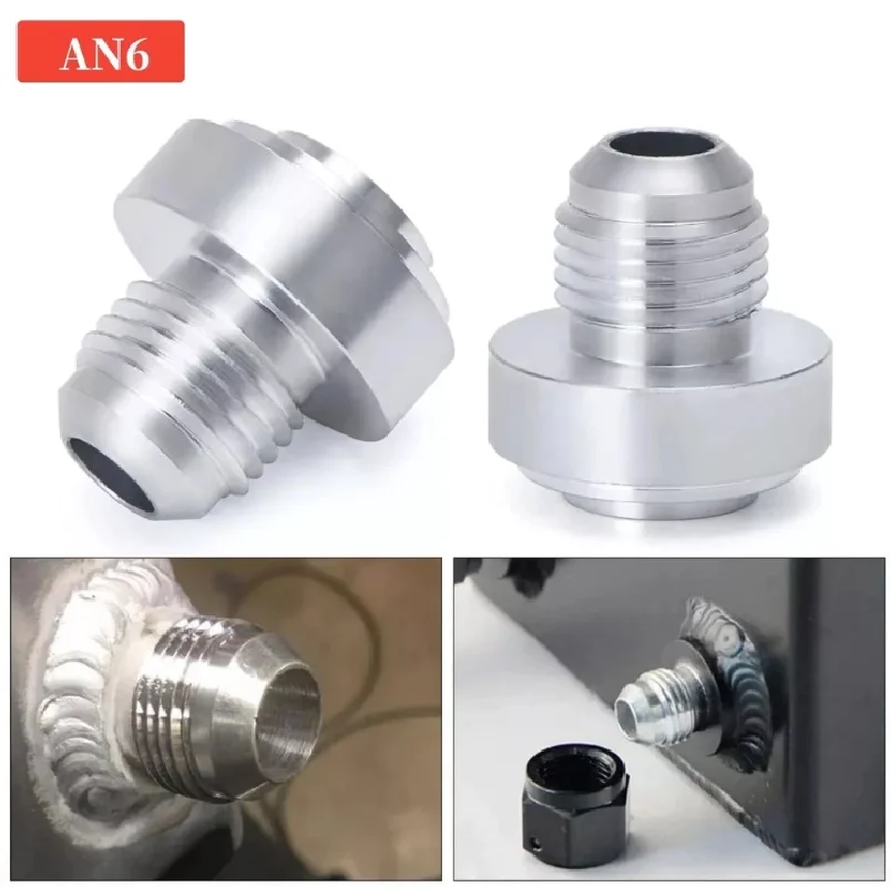 

2x AN6 6AN Billet Aluminum Male Weld On Fitting Water Fuel Oil Tank Hose Adapter