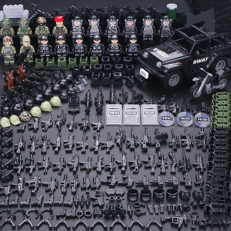 WW2 Military Special Forces Modern Soldier City Police SWAT Weapons Figures Building Blocks Bricks Boy Mini Toys Christmas Gift