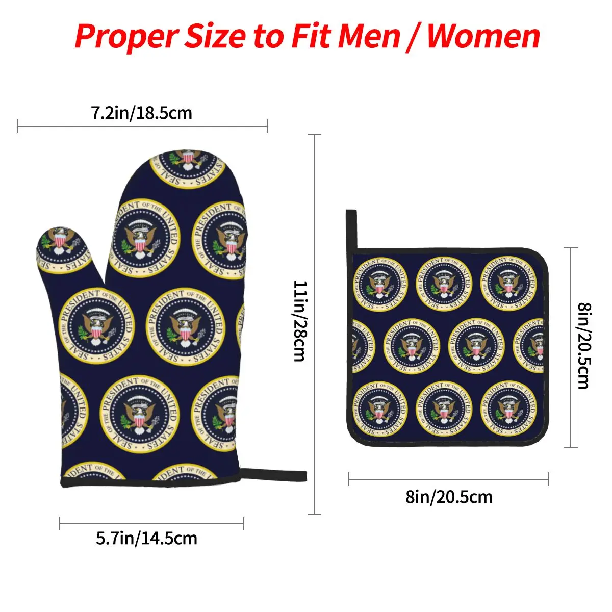 Seal Of The President Of The United States Us Usa Oven Mitts and Pot Holder for Baking Cooking Resistant Non-Slip Gloves