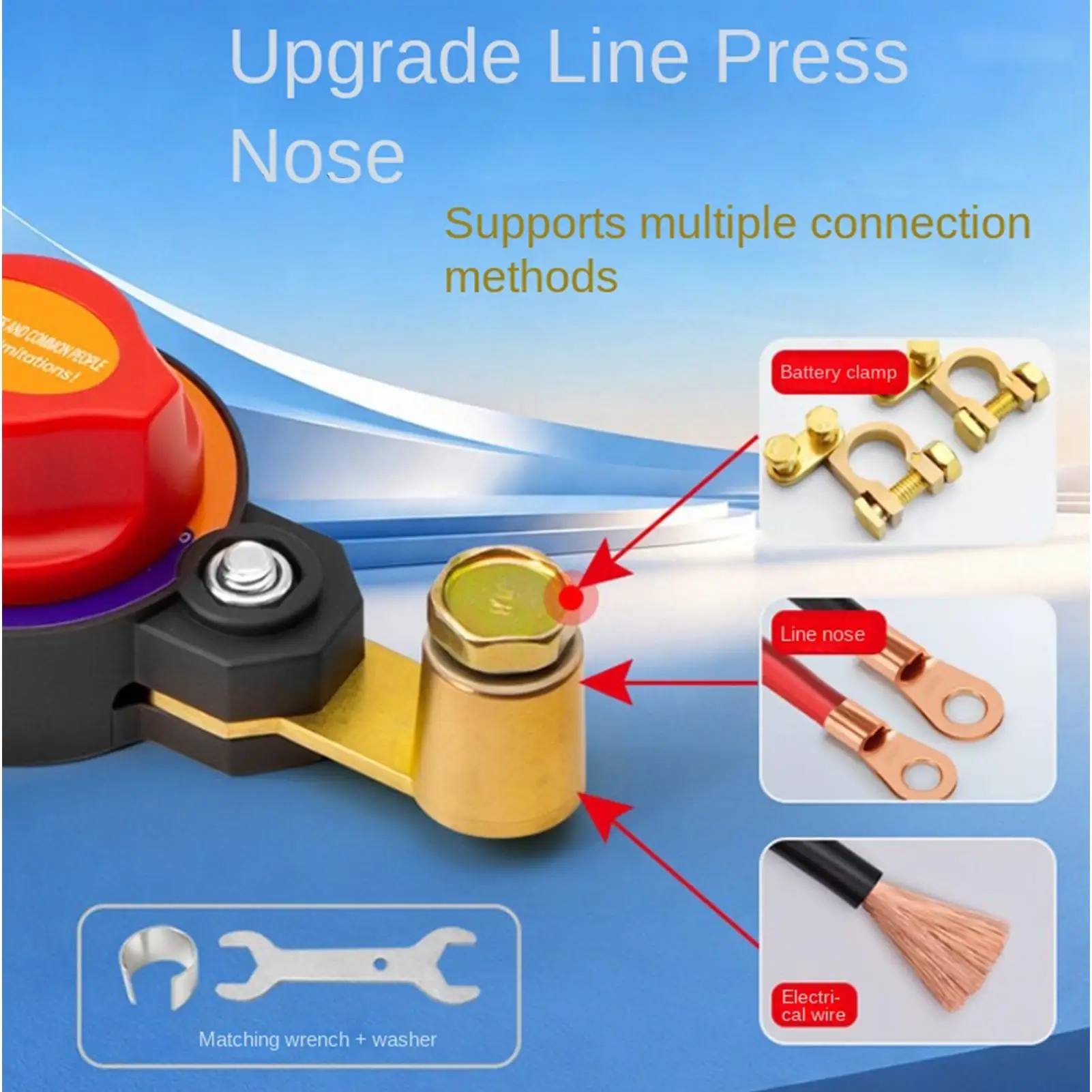 Battery Cut Off Button Double-Head 5 Gears Power Terminal Cut Off Vehicle Battery Disconnect Button For Automotive Marine Sedan