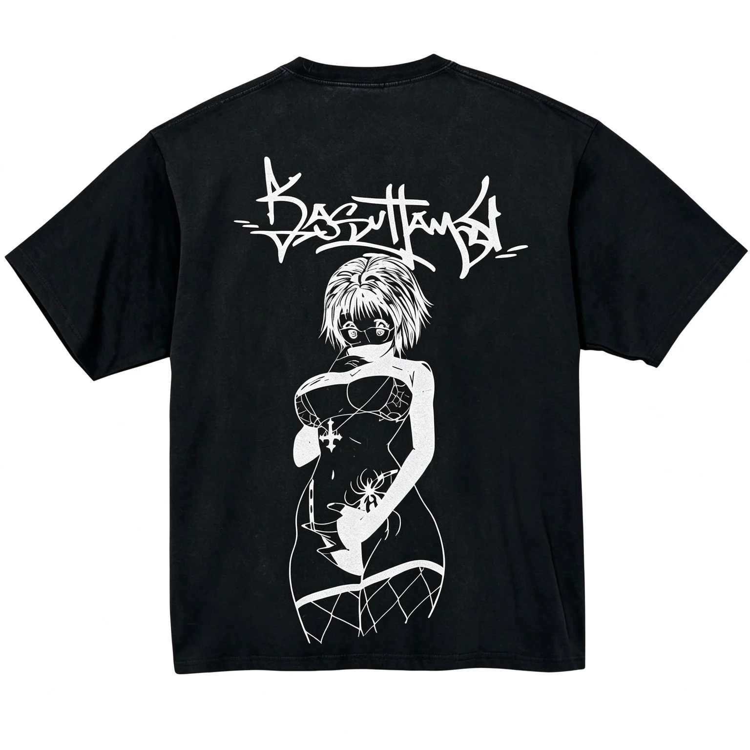 Anime Girl Back Print T Shirt Harajuku Streetwear Graphic Casual Short Sleeve Crew Neck Cotton Tee Unisex