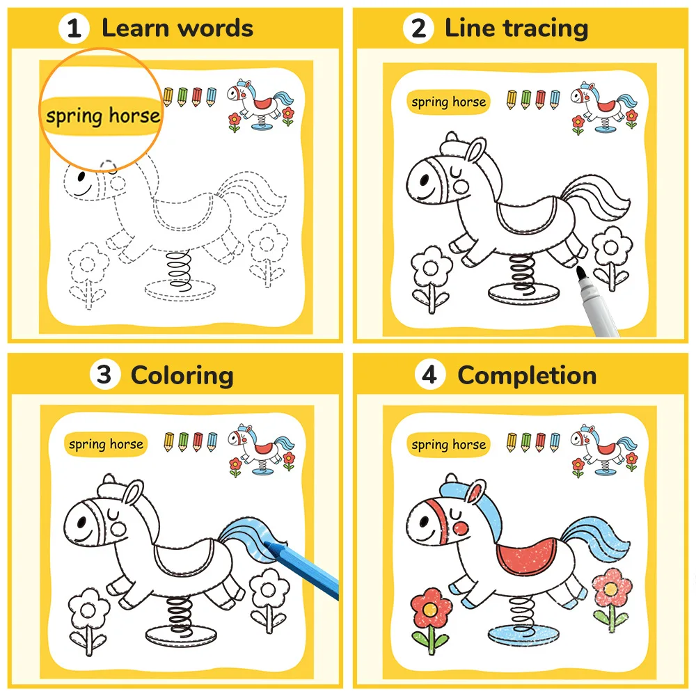 10-Buch-Set, Malbuch für Kinder zur Verbesserung des kognitiven Denkens, einschließlich 10 Cartoon-Themen für Jungen und Mädchen – Detail 14
