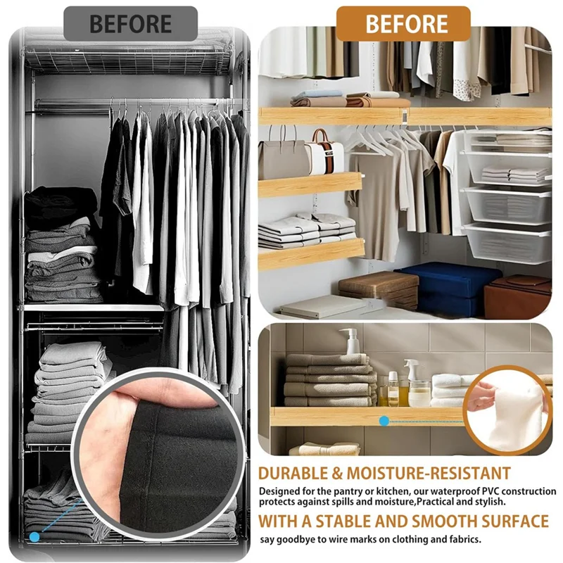 

【Limited-Stock!】Shelf Covers Set Of 4, PVC Shelf Cover For Wire Shelving Pantry,Kitchen Faux Wood Rack Covers, Wood