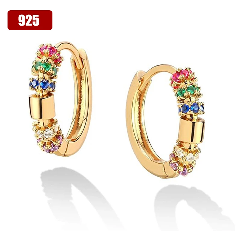 Light luxury Color Zirconium Earring Ear Hanging S925 Sterling Silver Plated 18K Gold High Level Accessories Fine Jewelry