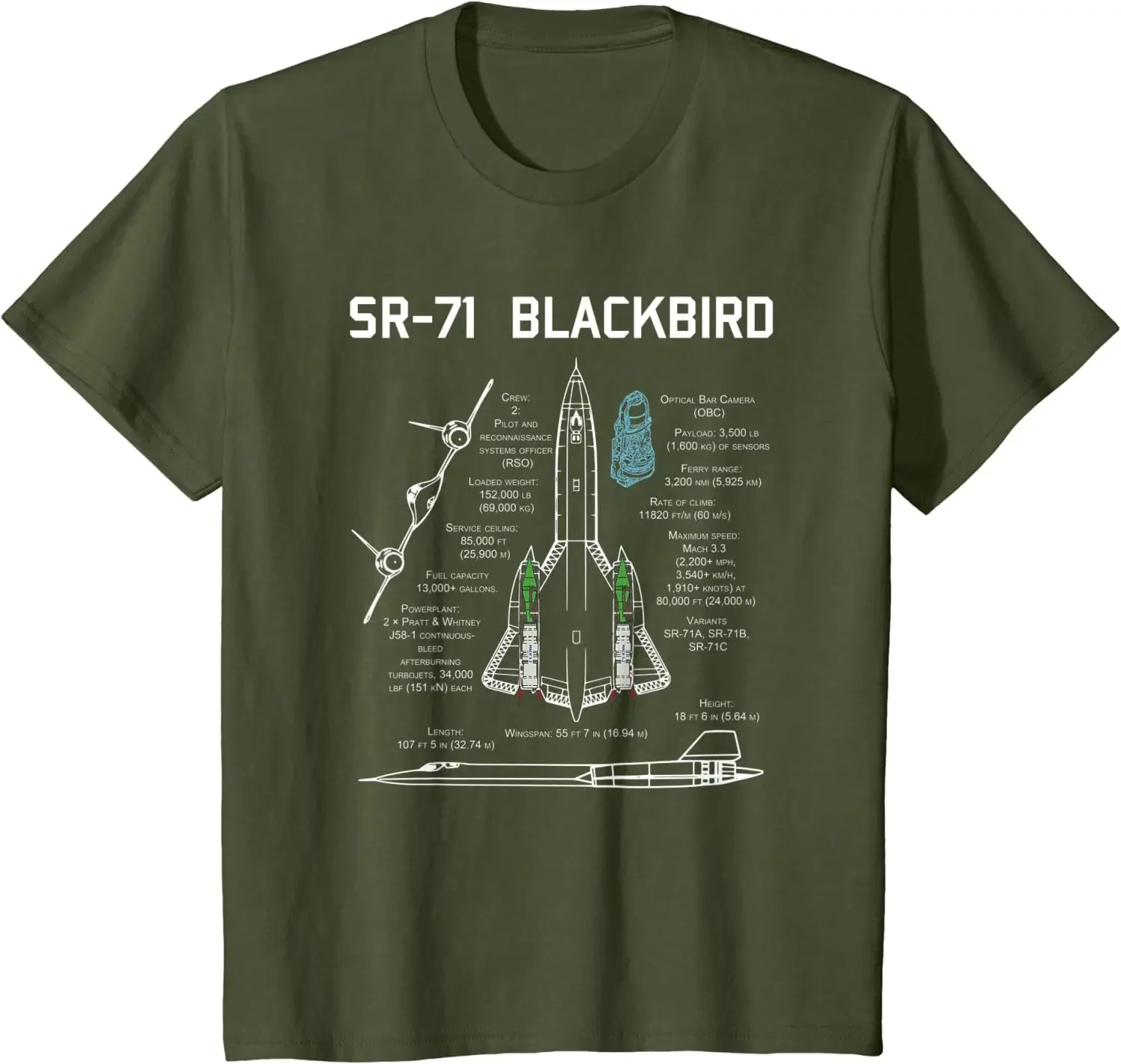 SR71 Blackbird Reconnaissance Aircraft Infographic T-Shirt 100% Cotton O-Neck Summer Short Sleeve Casual Mens T-shirt Size S-3XL