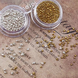 2 Jars Gold Silver Plating Irregular Mini Nail Art Stones Bean Material For Manicure Deco Accessories Nails Decoration Supplies