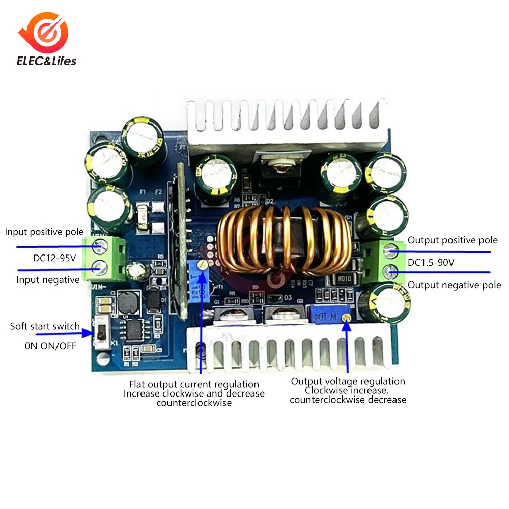 500W 18A DC-DC Buck Converter Step Down Module Constant Current LED Driver Power Step Down Voltage Module Electrolytic Capacitor