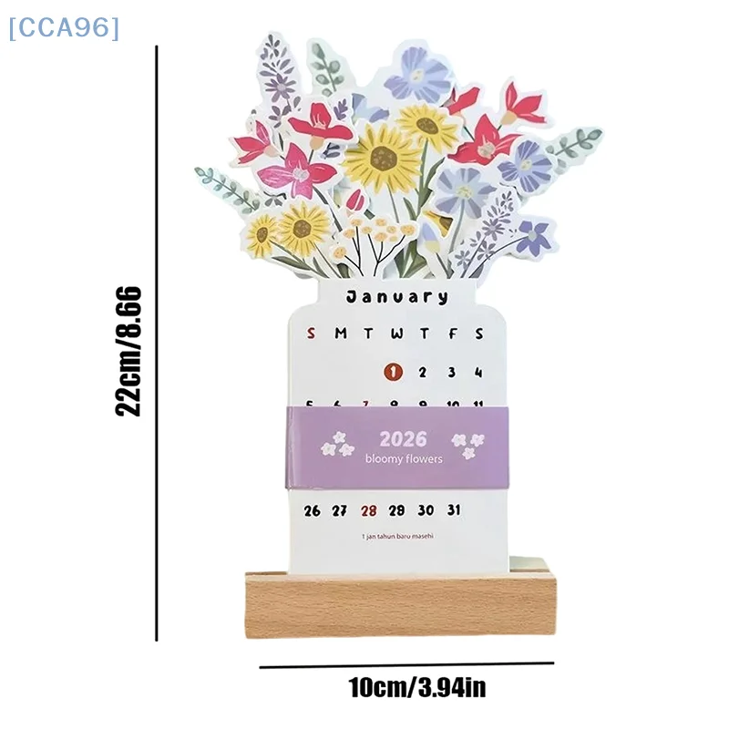 

【CCA96】Flowers Desk Calendar Mini Calendar Standing Desk Calendar Vase-Like Desktop Monthly Planner For Home School Office
