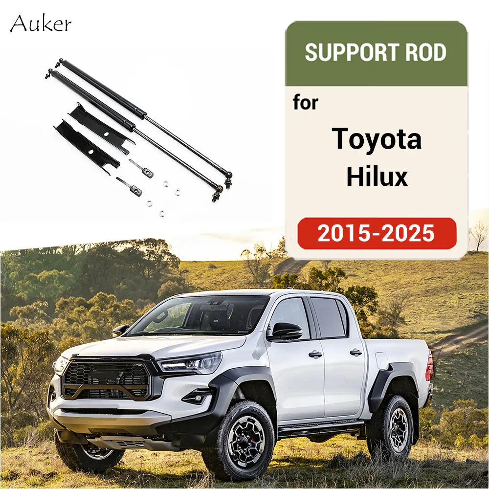Car-styling Refit hood  gas shock lift strut Support bars Rod stainless steel style For Toyota Hilux Revo 2015-2019