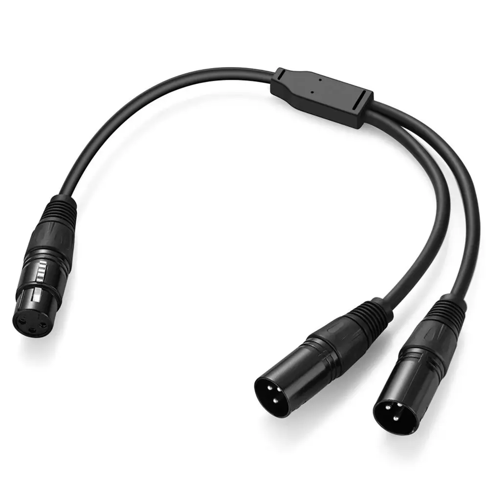 Profesjonalny kabel XLR 3-pinowy żeński na męski, rozdzielacz Y ze stopu cynku 1 na 2, oplot foliowy, ekranowany kabel mikrofonowy do miksera. — zdjęcie produktu 2