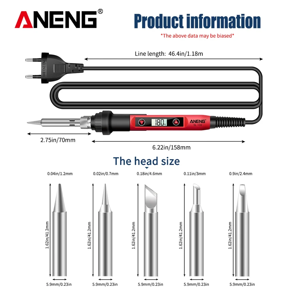 ANENG SL102 60W Digital Electric Soldering Iron kit Adjustable Temperature welding Tools Stand fer a souder solder tip solda