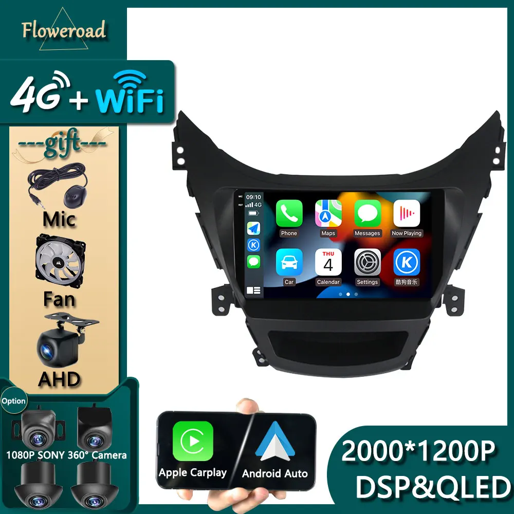 

Head Unit Carplay For Hyundai Elantra 2011-2013 Android 12 Car Multimedia Player Video Navigation GPS Radio Stereo Monitor Tooch