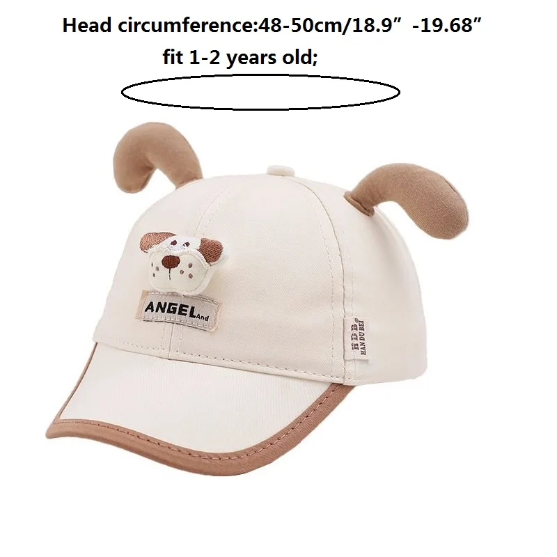 Cotton Sun Hats for Kids Baby Summer Snapback Hat Baby Girls and Boys Cartoon Cute Dog Embroidery Children Baseball Cap