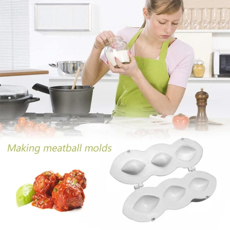 Plastic Meatball Mold, Meatloaf Maker Press Tools DIY Mould Kitchen Homemade Stuffed Meatballs Maker for Making Fried Kibbeh