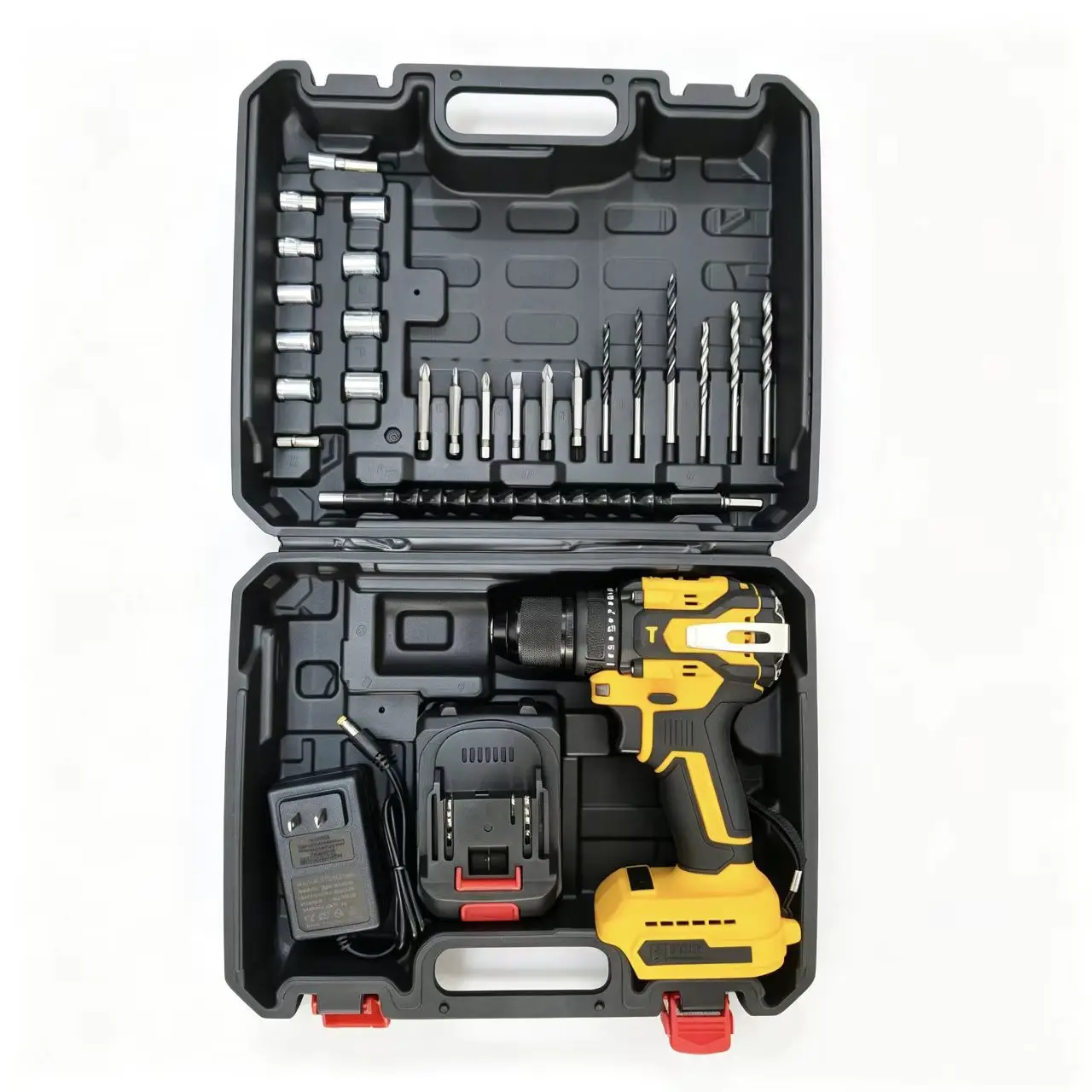 21V Cordless Brushless Hammer Drill and Electric Screwdriver Kit with 2,000 RPM No-Load Speed, Multi-Torque Settings and
