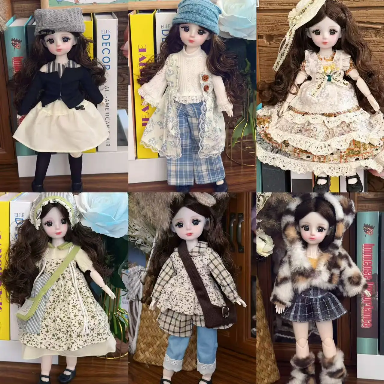 30cm Cute Lolita Girl Princess Doll 1/6 BJD Doll Joints Movable Fashion Cartoon Clothes Set DIY Dress Up Play House Toy Gifts