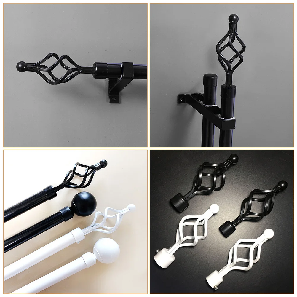 

2Pcs Iron Curtain Pole End Caps Creative Design Decorative Accessories for Living Dining Bedroom Long Lasting Use