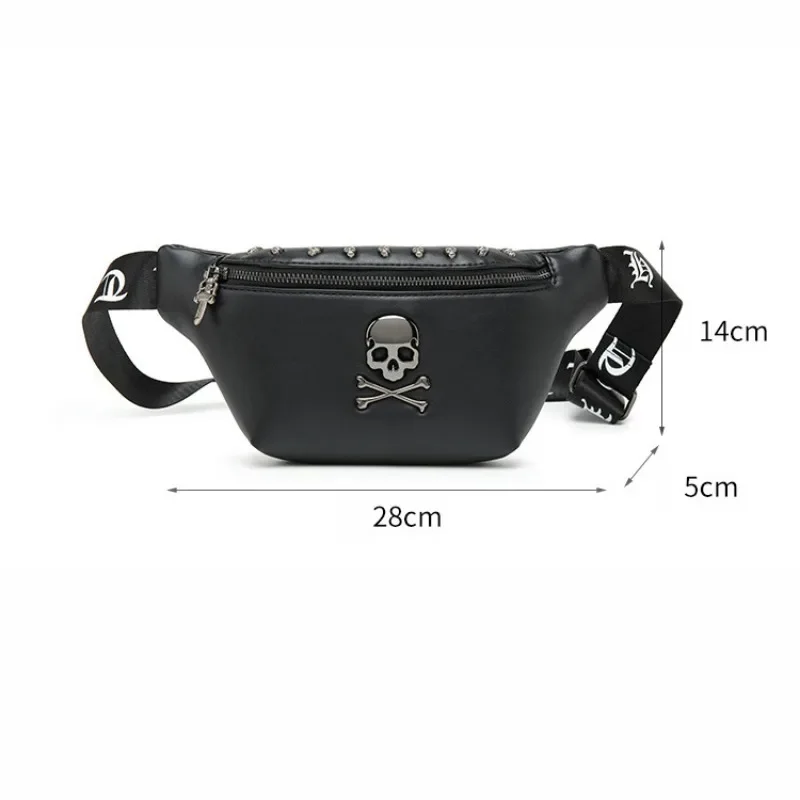 Bone Skull Unisex Fanny Pack Vintage Waterproof Crossbody Waist Bag Adjustable Belt for Travel Hiking Runing Goth