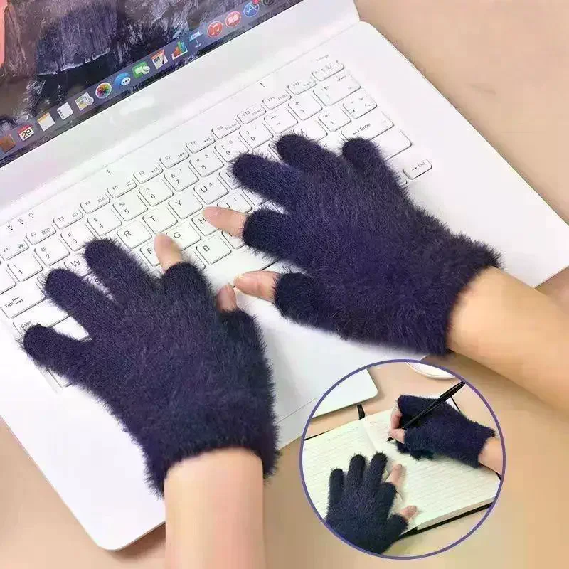 1-пара-черных-серых-мужских-и-женских-зимних-теплых-перчаток-без-пальцев-для-письма-и-использования-с-сенсорным-экраном-повседневные-перчатки-для-верховой-езды