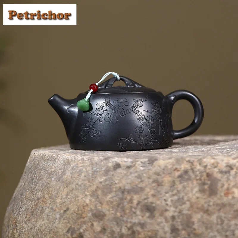 

300ml Luxury Yixing Purple Clay Teapots Handmade Well Fence Pot Raw Ore Stone Yellow Mud Kettle With Infuser Zisha Tea Set Tea