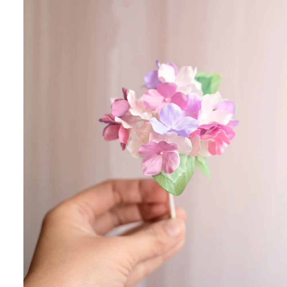 Handgefertigte 3D-geprägte Satin-Hortensienblütenblätter, Hochzeitskleid, Kopfschmuck, Designer-Accessoires, Babykleidung, Blumen, 2,9 cm – Detail 4