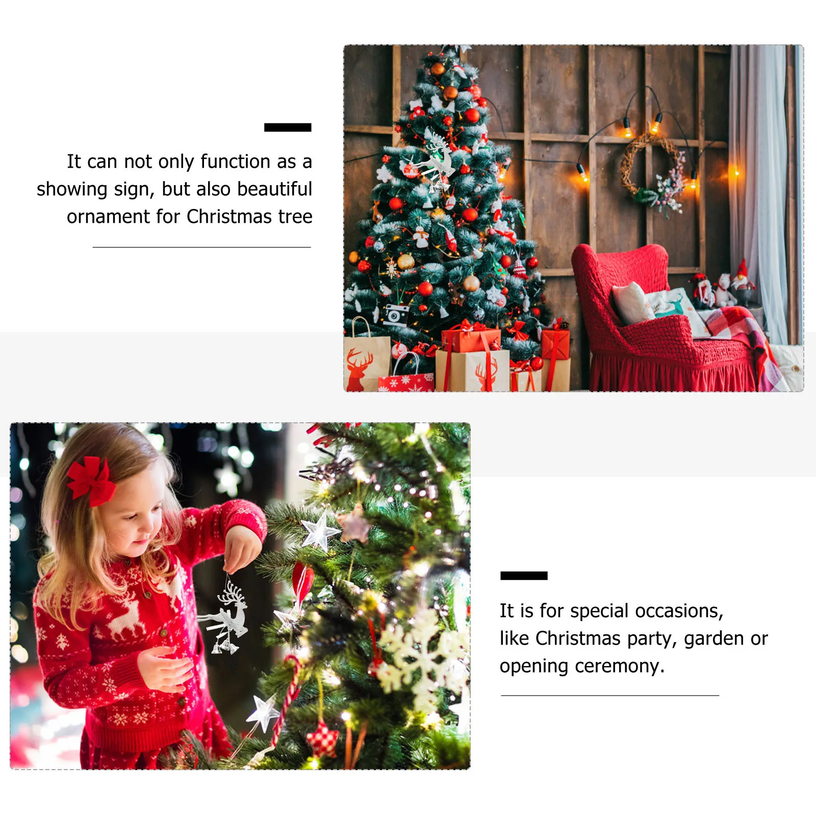 

6Pcs Christmas Tree Hanging Ornaments Electroplated Hollow Reindeer Bell Elk Design Christmas Craft Decorations Party Hanging