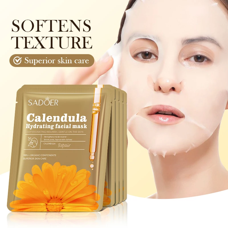 

10/20 Pieces of Calendula Hydrating and Repairing Facial Mask, Moisturizing and Nourishing Facial Mask, Deeply Moisturizes and Softens Skin, Tightens Pores, Nourishes, Repairs, Brightens, and Locks in Moisture