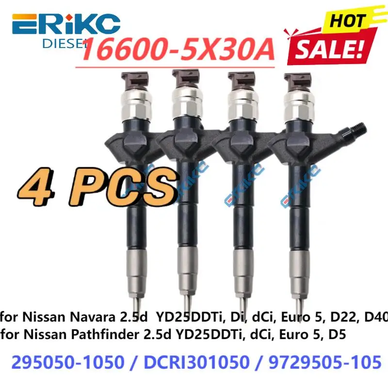 4 PCS 16600-5X30A Common Rail Injector 295050-1050 DCRI301050 Auto Engine Nozzle for Nissan Navara Pathfinder 2.5d YD25DDTi