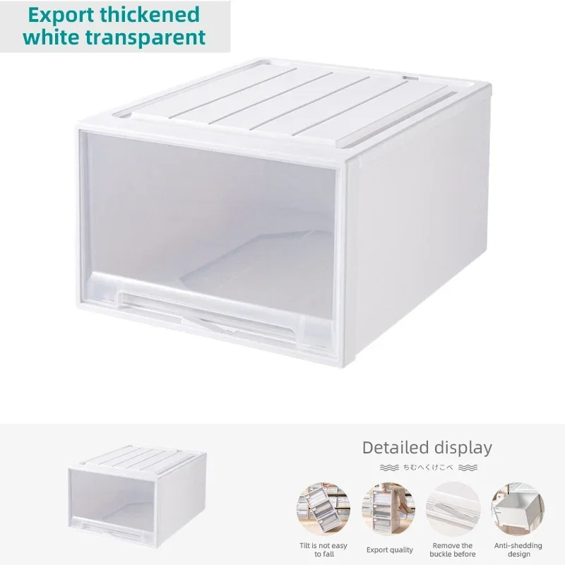 家庭用スタッキング収納引き出しボックス大容量ワードローブ引き出しオーガナイザープラスチック透明衣類コンテナ蓋付き