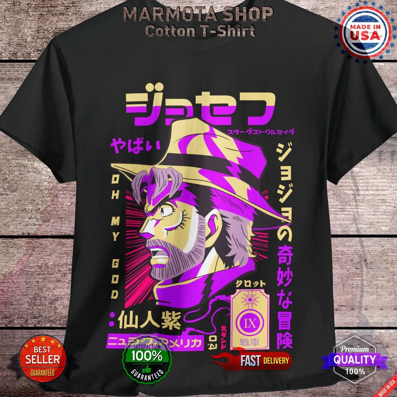 Joseph Joestar JoJo's Bizarre Adventure Shirt Anime JJBA Tee T-Shirt Manga