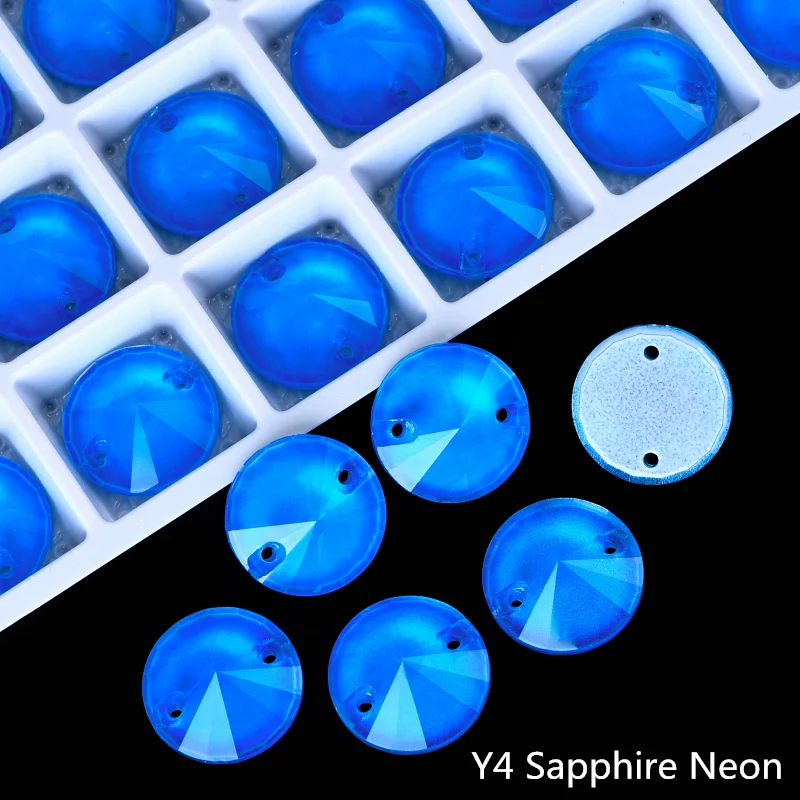 OLeeya K9 Glas Neon Rivoli Nähkristalle Strass mit abgeschrägten Kanten zum Aufnähen, flache Rückseite, für DIY-Kleidung und -Accessoires – Detail 3