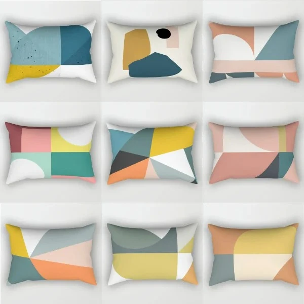 Abstract Cushion Cover Polyester Printed Pillowcase 30x50 Morandi Geometric Lumbar Throw Pillow Cover Sofa Home Decor 40x60cm