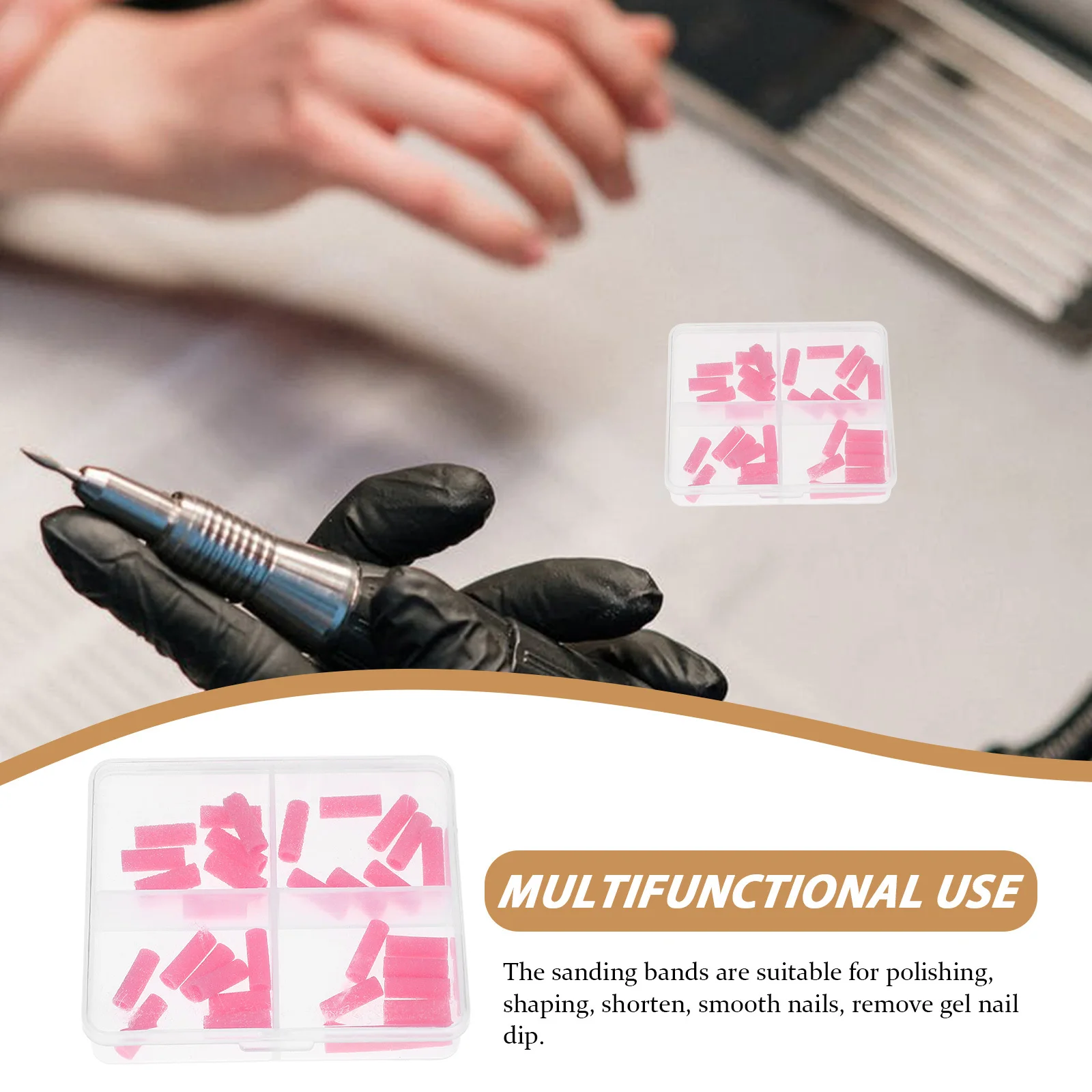 32Pcs Sanding Bands Set Professional Fine Grit Nail Art Grinding Polishing Rings for Manicure Gel Removal Portable Lightweight