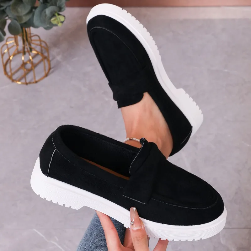 Chaussures pour femmes nouveau printemps sans lacet chaussures plates pour femmes semelle souple confort chaussures plates décontractées dames en plein air bout rond mocassins 2025