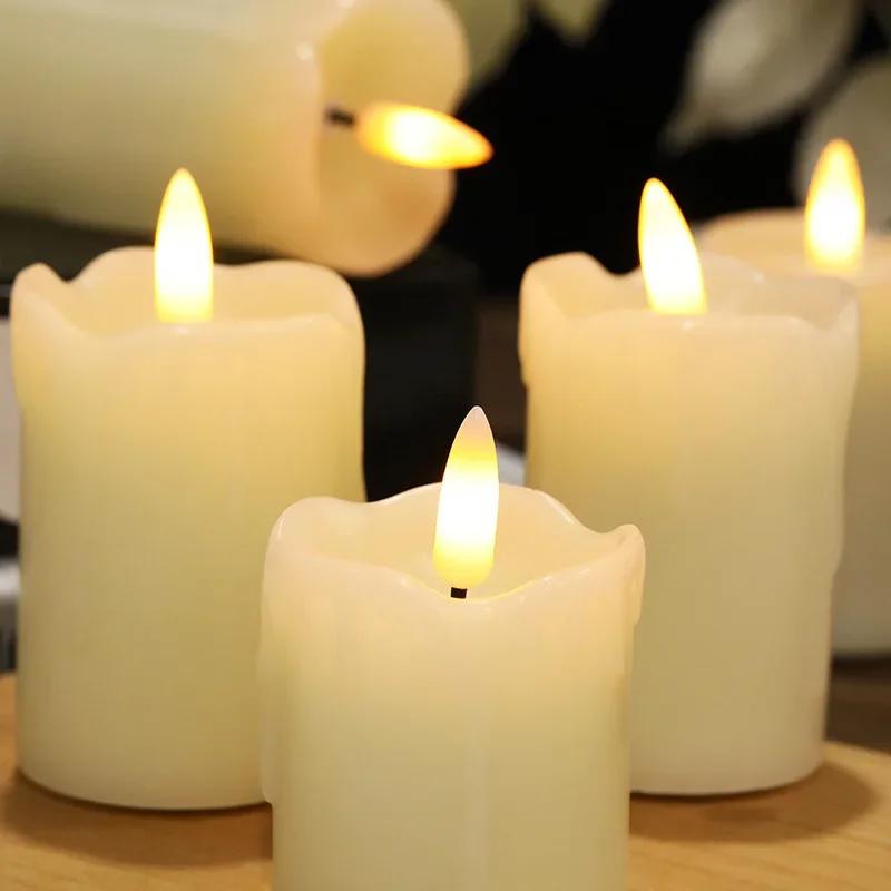 Flickering Real Wax Led Candles Flameless Votive Candles with Remote 3D wick Tea Light Wedding Party Holiday Home Decoration