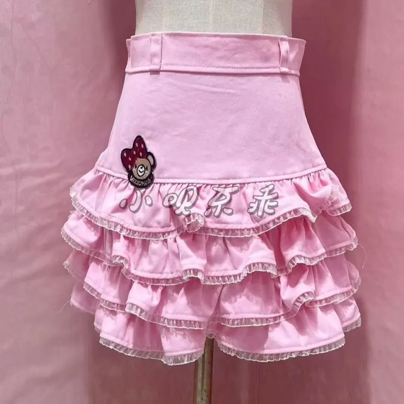 Pure Cotton Japanese Cute Lolita Y2k Skirt Sweet Girl Daughter Clothing Multi-layer Folding Cake Skirts Student Kawaii Clothes