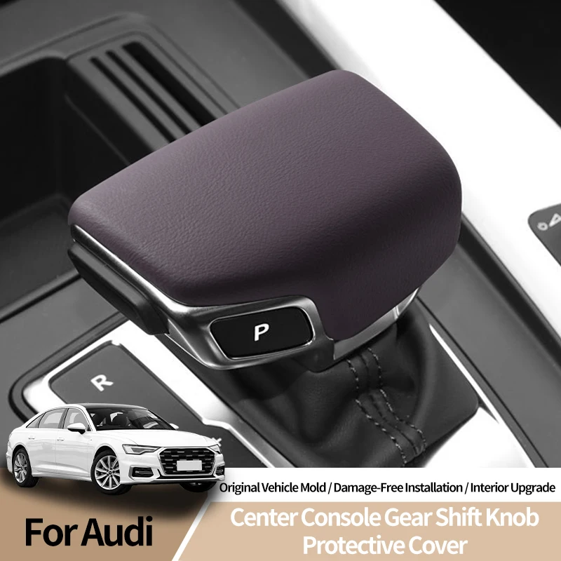 

For Audi B9 A4L / A5 Q5L Q7 New Audi Q6 Leather Gear Shift Knob Cover Lever Shifter Boot Anti Scratch Car Accessories Style B