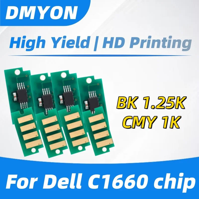 

20 шт. C1660W тонер-чип для DELL C1660W C1660 тонер-картридж 332-0399 332-0400 332-0401 332-0402 WW чип картриджа с тонером