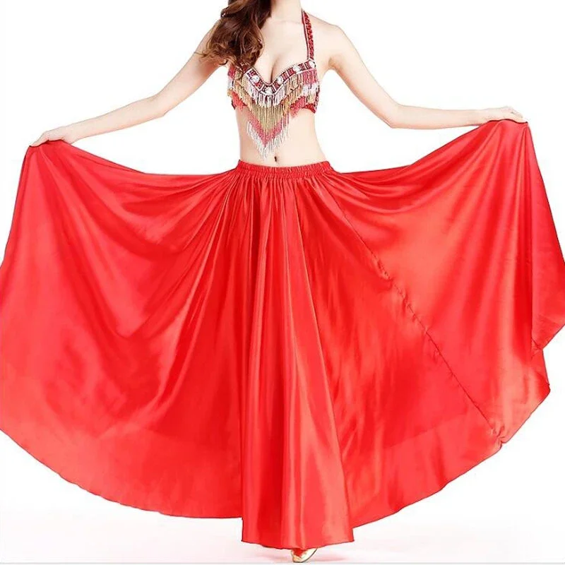 Full Circle Satin Long Skirt Adult Belly Dance Costumes Female Women Tribal Ballroom Dance Dresses/Flamenco Skirt Costumes