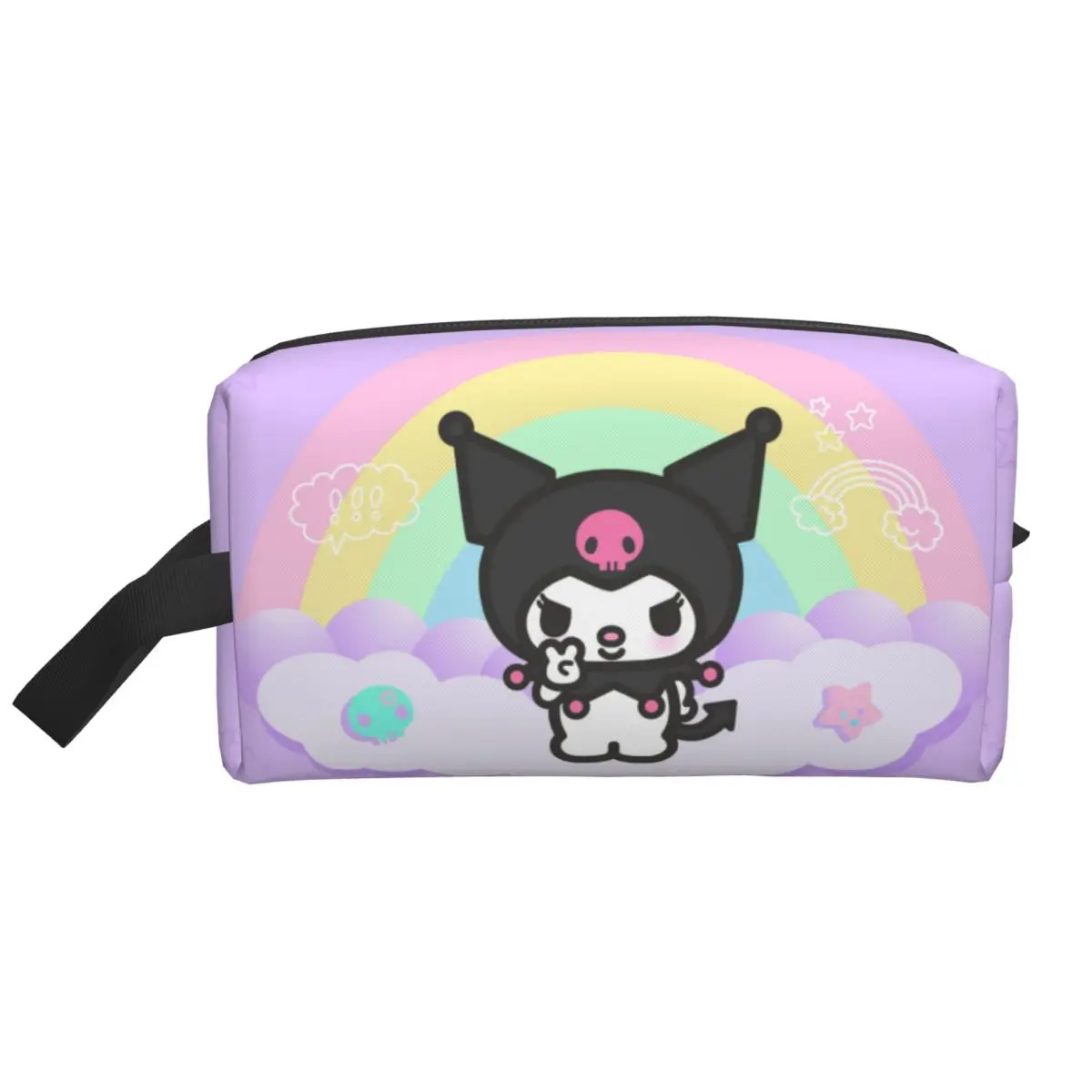 Custom Cartoon Kuromi Skull Travel Cosmetic Bag for Women Rabbit Anime Makeup Toiletry Organizer Ladies Beauty Storage Dopp Kit