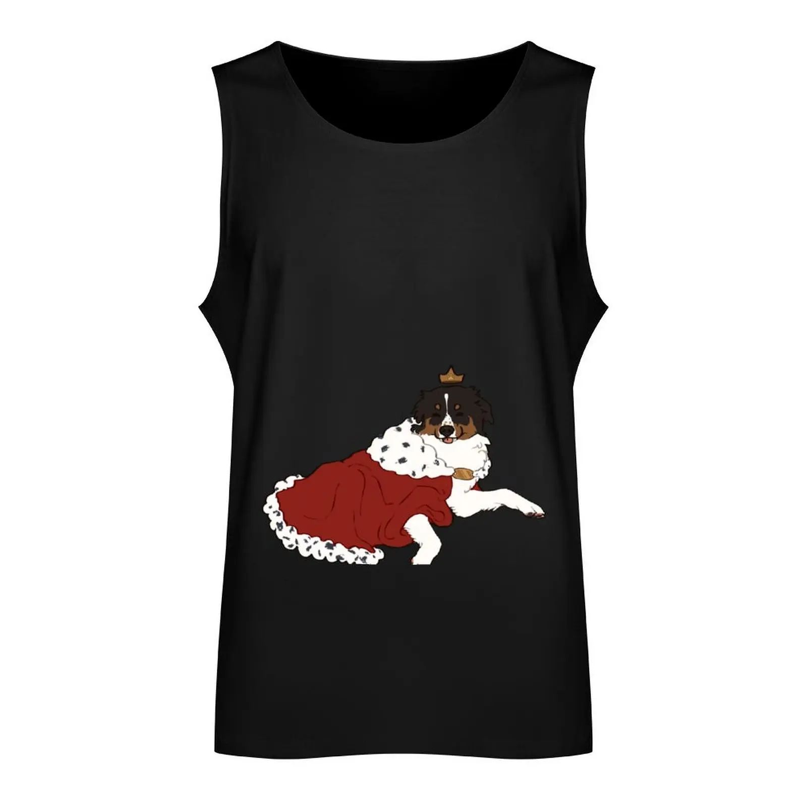 King black tri Aussie dog / black tricolor Australian Shepherd Tank Top tops man vest men gym summer 2025