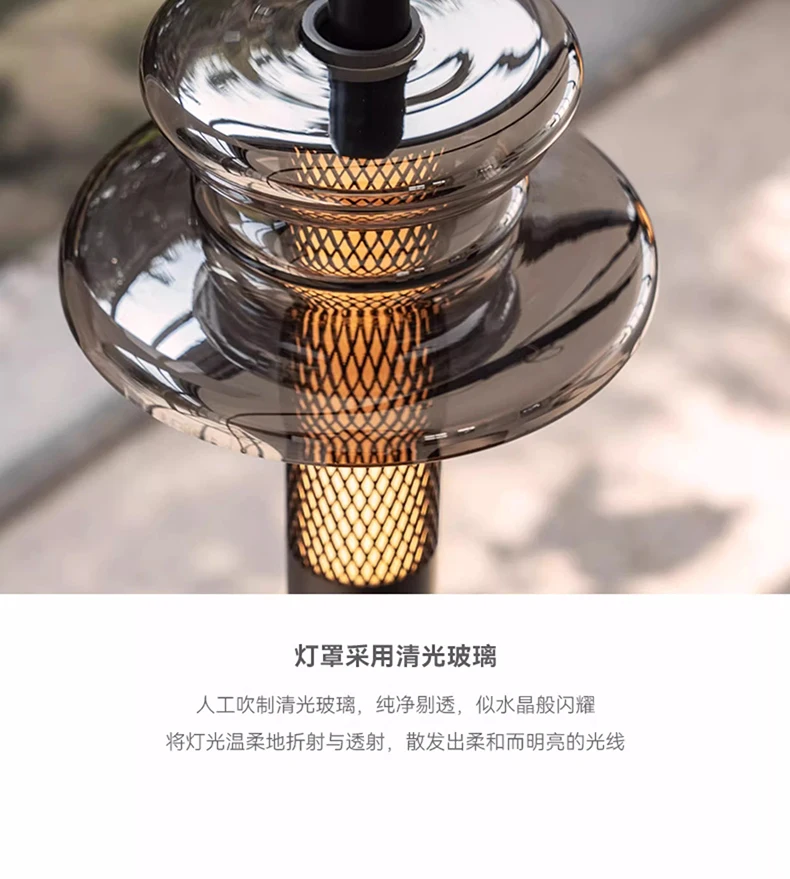Nordic LED Pendant Light Bedroom Bedside Glass