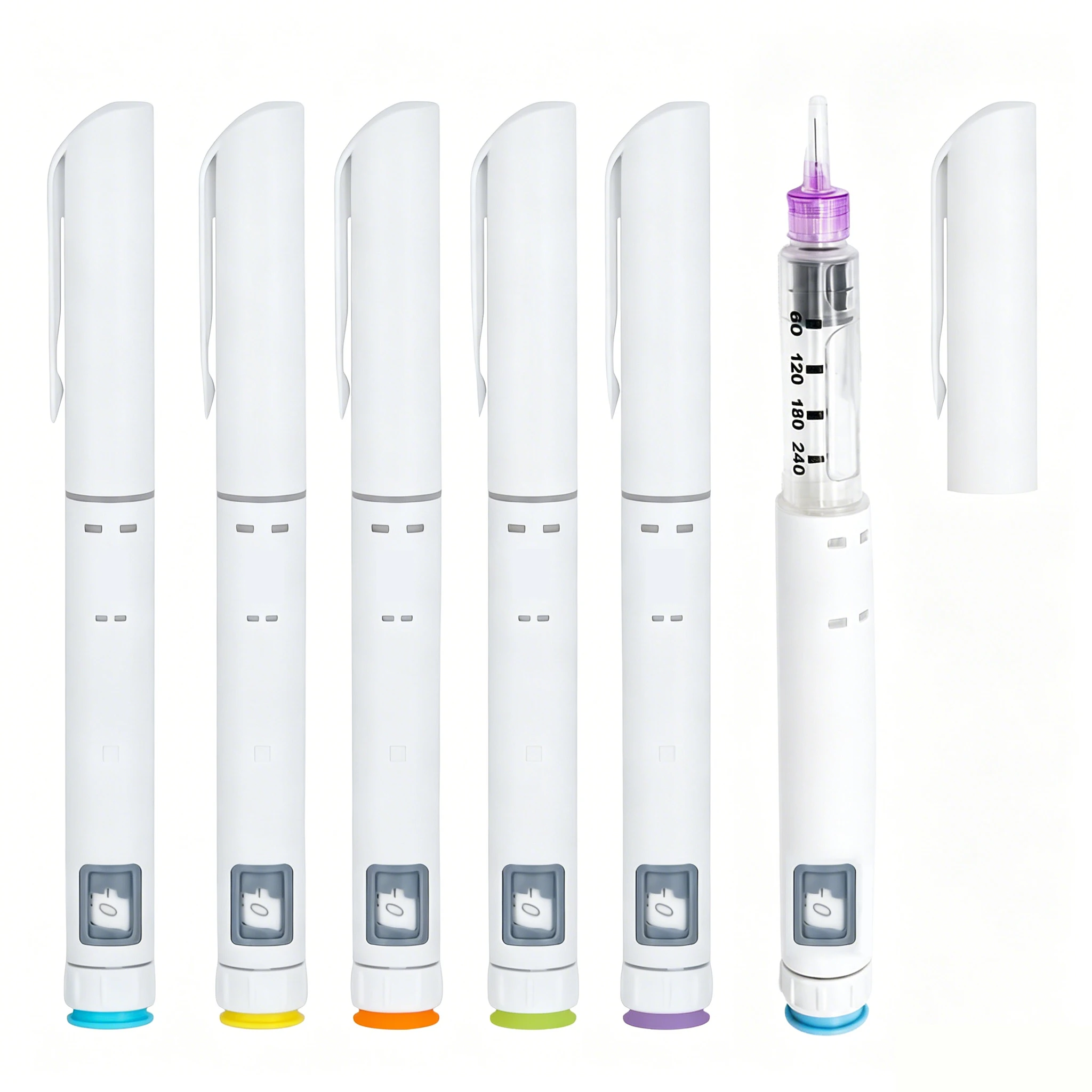 10Pack CE Certified 0-60IU Dosage Adjustable Injection Pen Plastic Disposable Insuline Peptide Pen Multiple Color Optional